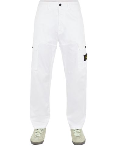 Stone Island Trouseralons Blanc Coton, Élasthanne In White