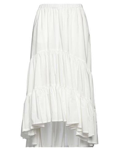 Msgm Woman Midi Skirt White Size 6 Viscose, Cotton