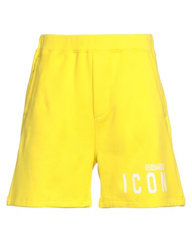 Dsquared2 Man Shorts & Bermuda Shorts Yellow Size S Cotton, Elastane