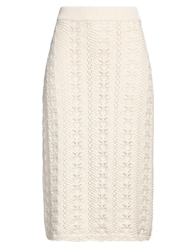 19.70 Nineteen Seventy Woman Midi Skirt Cream Size L Cotton, Polyester In White