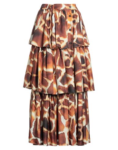 Co. Go Woman Long Skirt Camel Size 6 Silk In Beige
