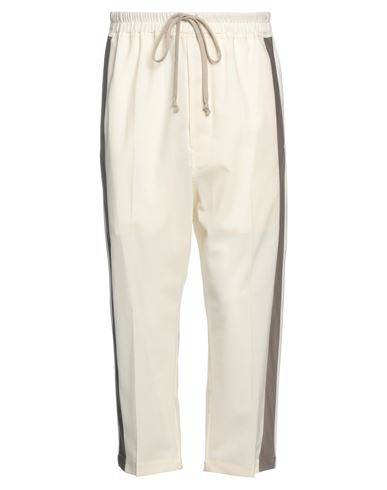 Rick Owens Man Pants Ivory Size 32 Virgin Wool, Elastane, Cotton, Silk In White