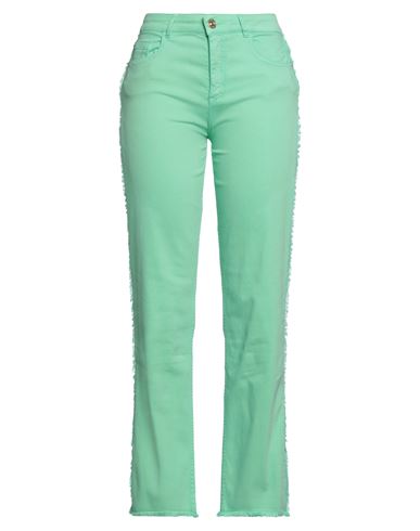 Nenette Woman Jeans Light Green Size 29 Cotton, Organic Cotton, Elastomultiester, Elastane