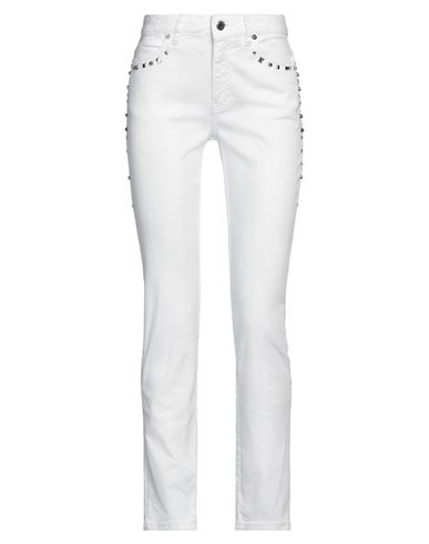 Just Cavalli Woman Jeans White Size 26 Cotton, Elastomultiester, Elastane, Aluminum, Glass
