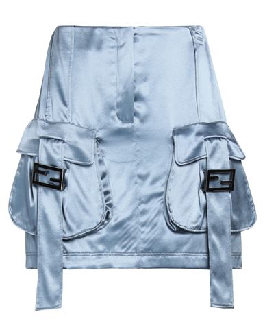 Shop Fendi Woman Mini Skirt Pastel Blue Size 6 Viscose