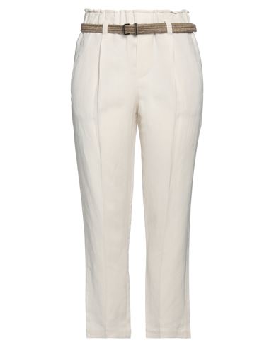 Brunello Cucinelli Woman Pants Ivory Size 12 Viscose, Linen In White