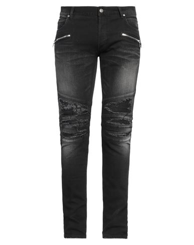 Balmain Man Jeans Black Size 33 Cotton, Polyurethane, Polyamide