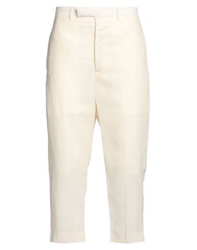 Rick Owens Man Cropped Pants Off White Size 30 Cotton In Neutral