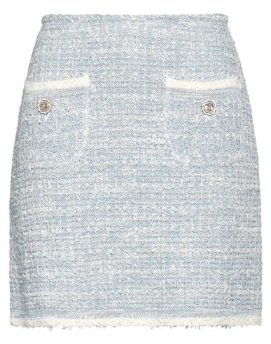 Shop Bruno Manetti Woman Mini Skirt Sky Blue Size 8 Cotton, Linen, Polyester, Polyamide