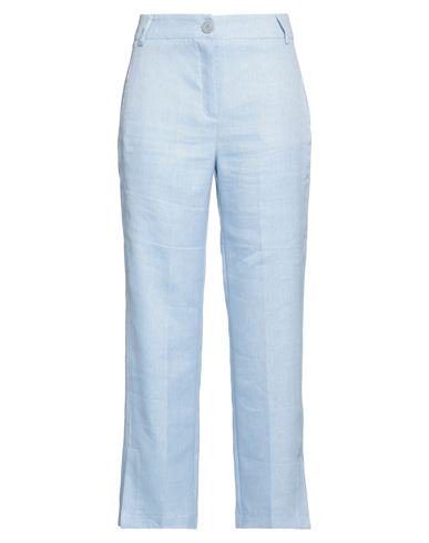 Nenette Woman Pants Light Blue Size 8 Linen, Polyester, Viscose