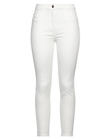 Shop Elisabetta Franchi Woman Jeans White Size 29 Cotton, Elastomultiester, Elastane