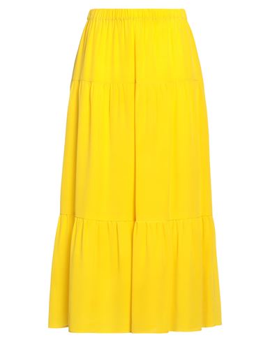 Rosso35 Woman Maxi Skirt Yellow Size 8 Silk