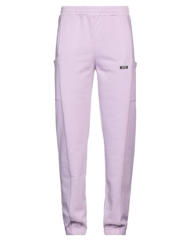 Shop Msgm Man Pants Light Purple Size Xxl Organic Cotton