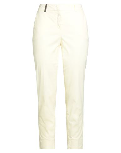 Peserico Woman Pants Pastel Yellow Size 8 Cotton, Elastane In White