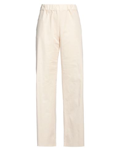 Jeff Woman Pants Cream Size 6 Cotton, Elastane In White