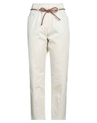 Brunello Cucinelli Woman Pants Ivory Size 12 Cotton In White