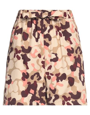 Moncler High-rise Camouflage Cotton Shorts In Beige