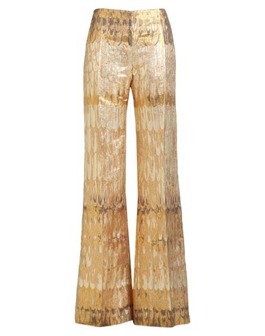 Shop Valentino Garavani Woman Pants Gold Size 4 Polyester, Metallic Fiber, Silk
