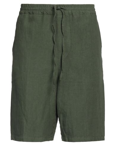 120% Lino Man Shorts & Bermuda Shorts Military Green Size 36 Linen