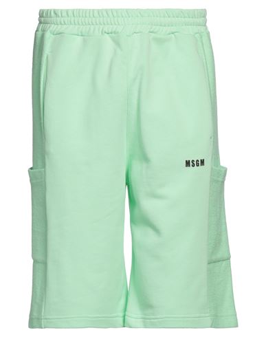 Msgm Man Shorts & Bermuda Shorts Green Size Xl Organic Cotton