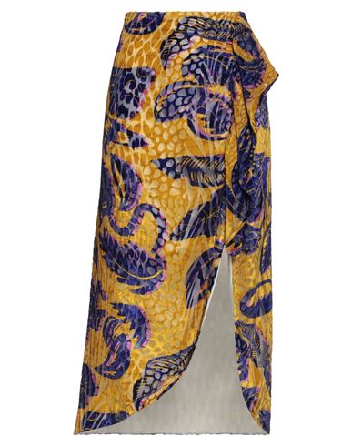 Shop Stella Jean Woman Midi Skirt Ocher Size 10 Viscose, Silk In Yellow