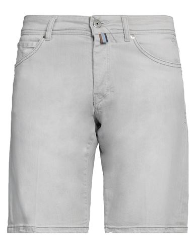 Shop Mc Denimerie Man Denim Shorts Light Grey Size 35 Cotton, Elastane