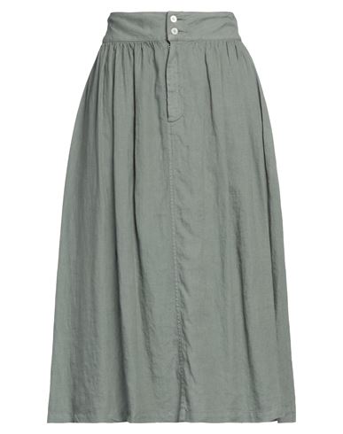 Rosso35 Woman Midi Skirt Sage Green Size 8 Linen