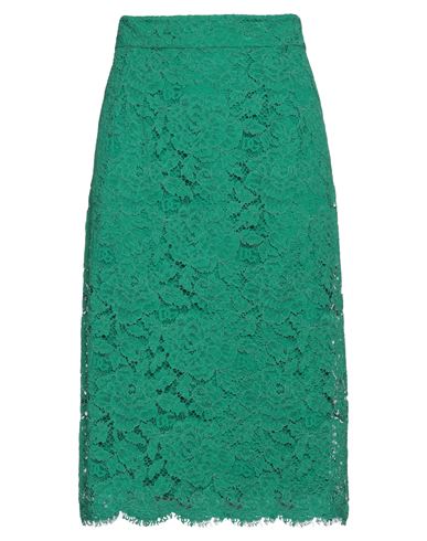Dolce & Gabbana Woman Midi Skirt Emerald Green Size 14 Viscose, Cotton, Polyamide, Elastane, Silk