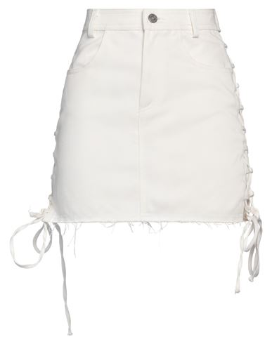 Shop Julfer Woman Denim Skirt White Size 6 Cotton