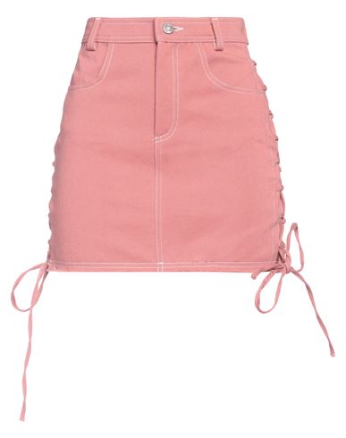 Shop Julfer Woman Denim Skirt Pastel Pink Size 6 Cotton