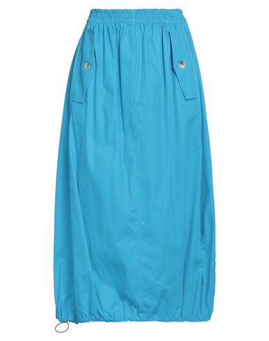 Vicolo Woman Midi Skirt Azure Size M Cotton, Elastane In Blue