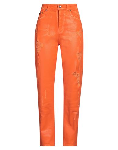 Dolce & Gabbana Woman Denim Pants Orange Size 4 Cotton, Elastane