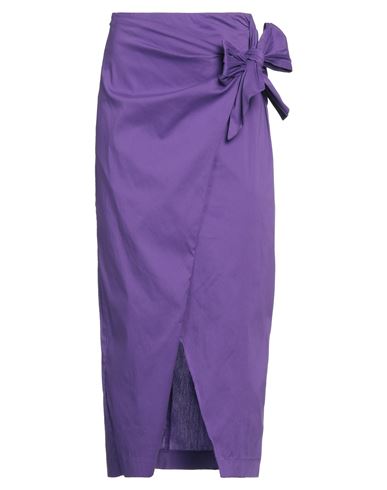 Shop Patrizia Pepe Woman Maxi Skirt Purple Size 4 Cotton, Polyamide, Elastane