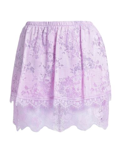 Soallure Woman Mini Skirt Lilac Size 8 Cotton, Polyamide In Purple