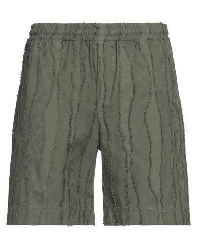 Msgm Man Shorts & Bermuda Shorts Military Green Size 32 Cotton