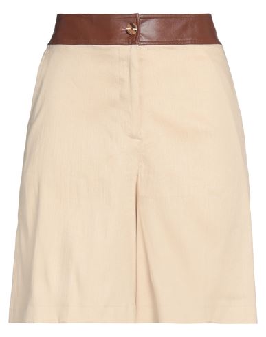 Shop Caractere Caractère Woman Shorts & Bermuda Shorts Beige Size 6 Linen, Viscose, Elastane