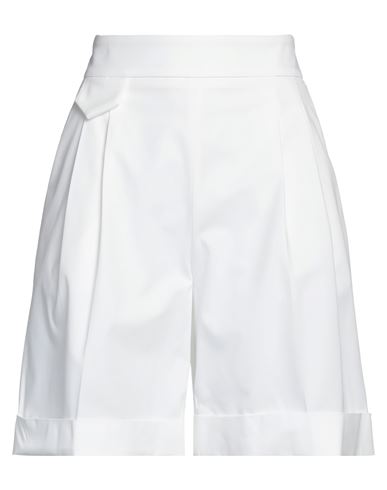 Eleventy Woman Shorts & Bermuda Shorts White Size 4 Cotton, Lyocell, Elastane