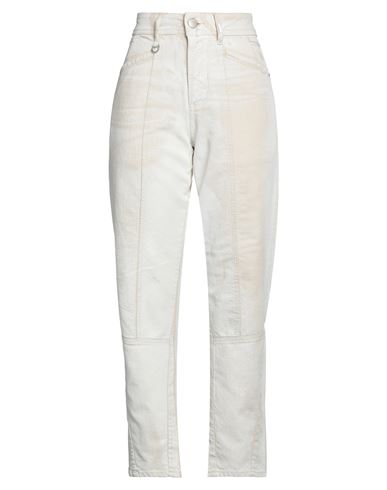 High Woman Jeans Off White Size 12 Cotton, Linen