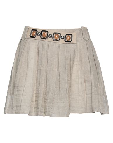 Alberta Ferretti Woman Mini Skirt Sand Size 8 Linen In Neutral