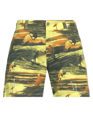 Erl Graphic-print Cotton Bermuda Shorts In Yellow