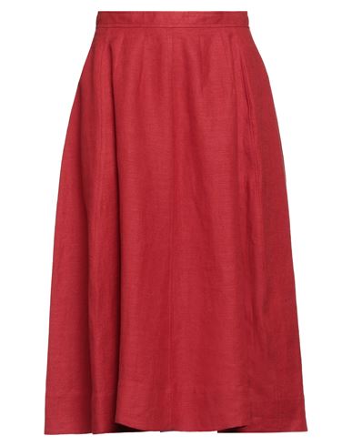 Chloé Woman Midi Skirt Brick Red Size 4 Linen