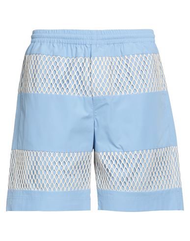 Msgm Man Shorts & Bermuda Shorts Azure Size 34 Organic Cotton In Blue