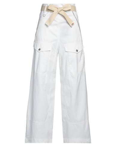 High Woman Pants White Size 12 Cotton, Lyocell