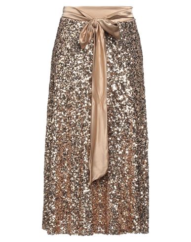 Compagnia Italiana Woman Midi Skirt Gold Size 12 Polyester, Elastane, Viscose