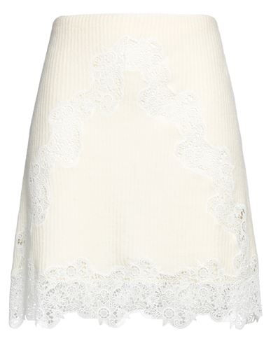 Shop Chloé Woman Mini Skirt Cream Size 8 Virgin Wool, Cotton, Polyester In White