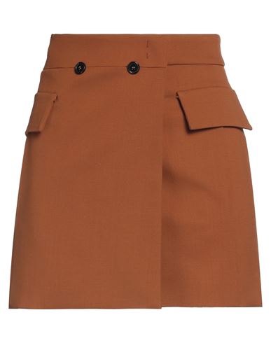 Shop Bcbgmaxazria Woman Mini Skirt Brown Size 6 Virgin Wool, Elastane
