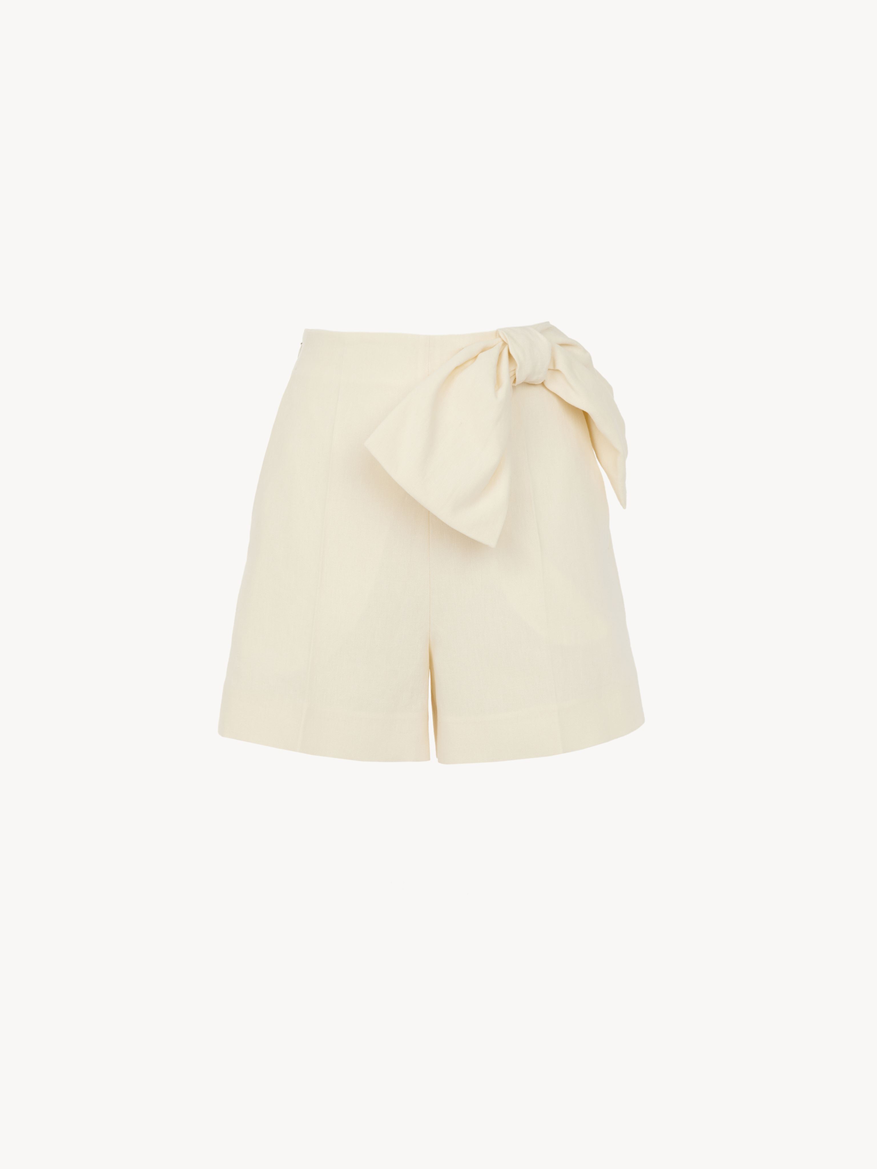 Shop Chloé Short Taille Haute À Naud Femme Blanc Taille 38 100% Lin In White