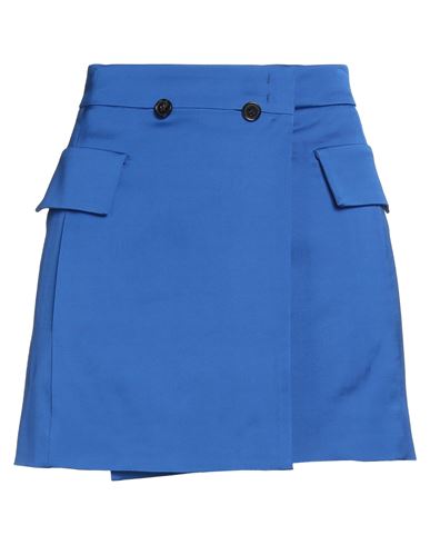 Shop Bcbgmaxazria Woman Mini Skirt Blue Size 4 Viscose, Virgin Wool, Elastane