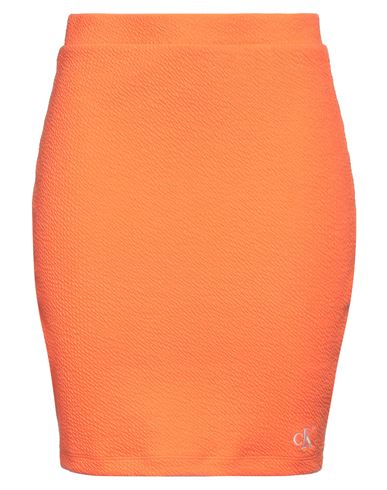 Calvin Klein Jeans Est.1978 Calvin Klein Jeans Woman Mini Skirt Orange Size L Polyester, Cotton, Elastane
