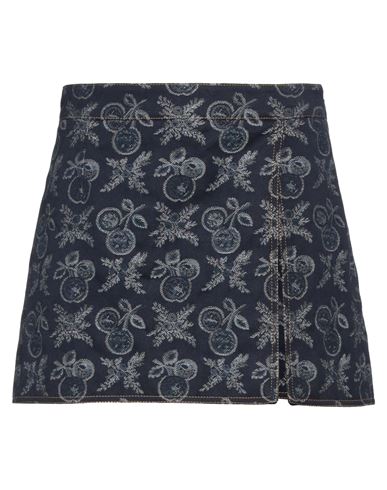 Etro Woman Mini Skirt Midnight Blue Size 6 Cotton, Polyester
